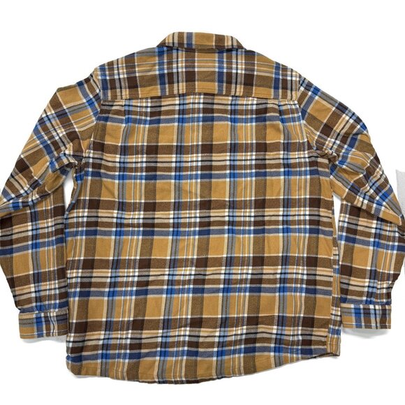 Patagonia Fjord Flannel Mens XL Button Up Shirt Brown Plaid Long Sleeve Recent - Picture 9 of 10
